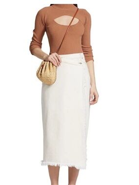 Simkhai Piper Denim MIDI asymmetrical Skirt NWOT